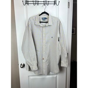 Polo Ralph Lauren Stanton Classic Fit Gingham Shirt Yellow Blue Mens 4XB Big